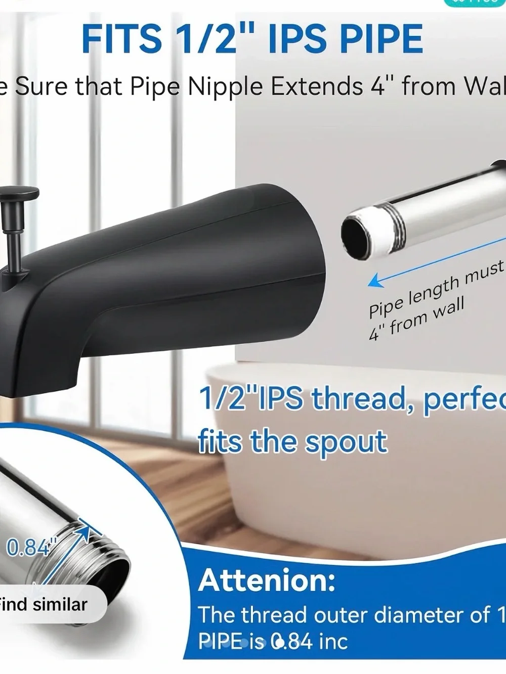 Senlesen bathtub faucet easy to install Tub spout with diverter